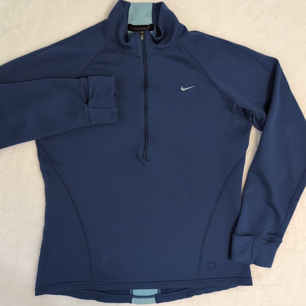 Womens Nike Therma Sphere Top 822654-451 Size Small Navy Blue Dri Fit